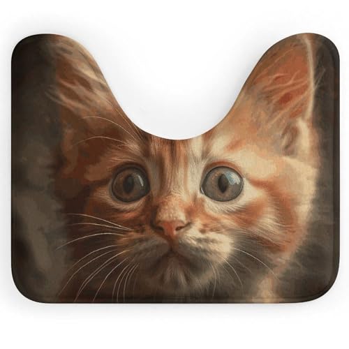 Eekstdbn Rutschfester Badezimmerteppich mit orangefarbener Katze, leicht zu reinigen, schnell trocknend, Badematten für Badezimmerboden, maschinenwaschbar, super saugfähig, U-förmiger WC-Vorleger Eekstdbn Rutschfester Badezimmerteppich mit orangefarbener Katze, leicht zu reinigen, schnell trocknend, Badematten für Badezimmerboden, maschinenwaschbar, super saugfähig, U-förmiger WC-Vorleger von Eekstdbn