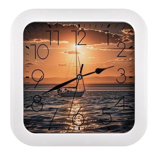 Eekstdbn Sunset Seascape Sailboat Floating Wall Clock Modern Frame Wall Clocks Silent Non-Ticking Clock Retro Square 25.9 cm Clocks Easy to Read Dial for Living Room Bedroom Home Decor Eekstdbn Sunset Seascape Sailboat Floating Wall Clock Modern Frame Wall Clocks Silent Non-Ticking Clock Retro Square 25.9 cm Clocks Easy to Read Dial for Living Room Bedroom Home Decor von Eekstdbn