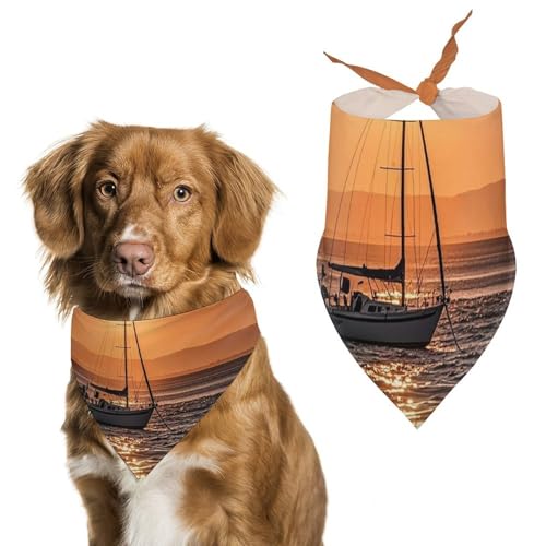 Halstücher für Hunde, Motiv: Sonnenuntergang, Seelenlandschaft, Segelboot, schwimmend, verstellbar, für Partys, Haustierdekorationen, niedliche Dreieckstuch für kleine und mittelgroße Welpen, Katzen Halstücher für Hunde, Motiv: Sonnenuntergang, Seelenlandschaft, Segelboot, schwimmend, verstellbar, für Partys, Haustierdekorationen, niedliche Dreieckstuch für kleine und mittelgroße Welpen, Katzen von Eekstdbn