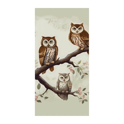 Owls on A Branch Summer Door Cover Large Hanging Banner Welcome Door Cover Backdrop Banner for Front Door Party Spring Indoor Outdoor Decor von Eekstdbn
