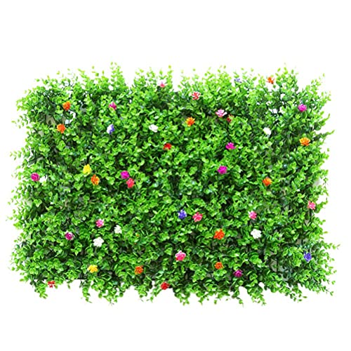 Eeneme K¨¹nstliche Hecken Panels, Balkon Hecke Sichtschutz, Hintergrundwand, Synthetik Hecke mit Blumen, Turf Balkondekoration, Gr¨¹n Rasenwand, UV-gesch¨¹tzt Gr¨¹ne Wandkulisse 40x60cm von Eeneme