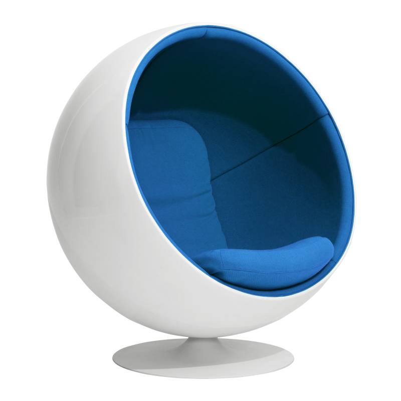 Eero Aarnio Originals - Ball Chair - blau/Stoff EA2021 Blue 08/BxHxT 110x120x97cm/Gestell weiß mit Gelcoat-Finish von Eero Aarnio Originals