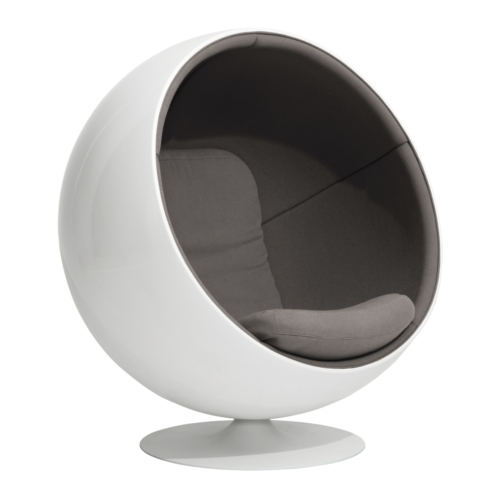 Eero Aarnio Originals - Ball Chair - grau/Stoff EA2021Grey 11/BxHxT 110x120x97cm/Gestell weiß mit Gelcoat-Finish von Eero Aarnio Originals