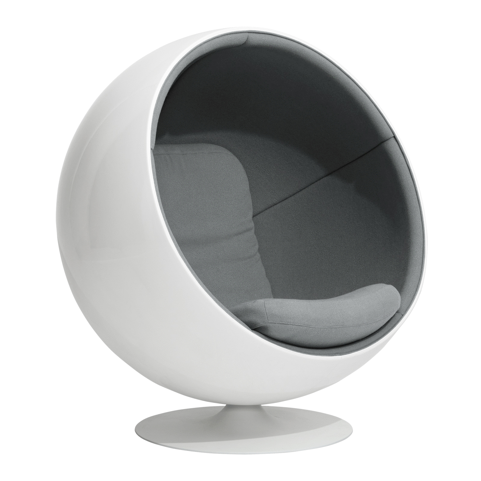 Eero Aarnio Originals - Ball Chair - hellgrau/Stoff EA2021 Light Grey 10/BxHxT 110x120x97cm/Gestell weiß mit Gelcoat-Finish von Eero Aarnio Originals