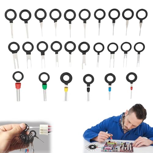 Auspinnwerkzeug Kfz Set,terminal Ejector Kit Für Auto,Werkzeug Zum Entfernen Von Autoklemmen,terminal Entfernung Auspinwerkzeug,terminal-Set, Mit Schutzhülle Für Meisten Steckverbinder Terminals von Eevhrqw