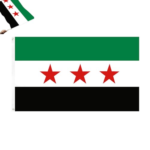 Eevhrqw Flagge von syrien,Syrian Flag - 150 X 90 cm,Flagge Der Syrischen Revolution,100% Polyester with Brass Eyelets. von Eevhrqw