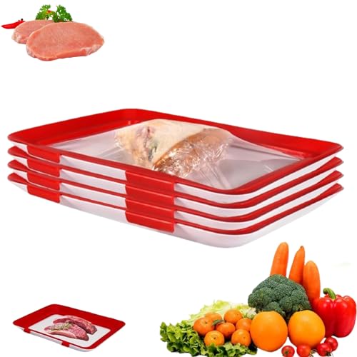 Troiphveilla Frischhaltebox,einmachtablett Stapelbar,umweltfreundliches Design - Wiederverwendbares Einmachtablett,rischhaltetablet,rischhaltetablett Mit Elastischer Folie Frischhaltedose,fresh plate von Eevhrqw