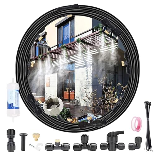 Vernebler-terrasse,VerneblerBewässerungsrohr,Verneblungssystem,Außenbereich,Verneblungssystem Außenbereich Ventilator, Kit Von Röhren Durch Nebel Für Garten Sonnenschirme,für Terrasse, Garten-10M von Eevhrqw