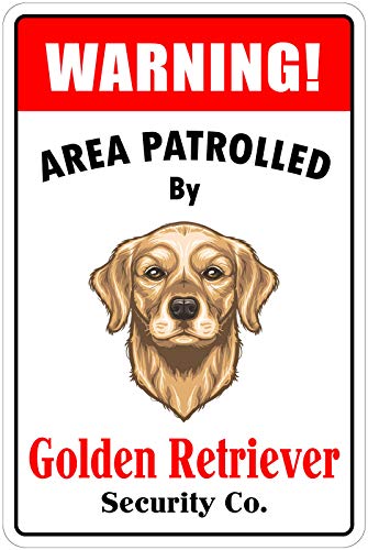 Eeypy Aluminiumschild mit Aufschrift "Warning Area Patrolled by Golden Retriever", Metallschild für Garage, 20,3 x 30,5 cm Eeypy Aluminiumschild mit Aufschrift "Warning Area Patrolled by Golden Retriever", Metallschild für Garage, 20,3 x 30,5 cm von Eeypy