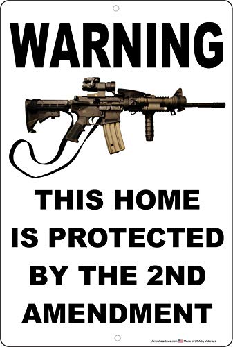 Eeypy Aluminiumschild mit Aufschrift "Warning This Home is Protected by The 2nd Amendment", lustig, 20,3 x 30,5 cm von Eeypy
