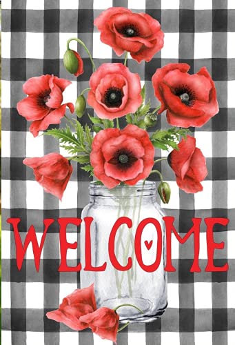 Eeypy Blechschild Frühling 12x8 Mohnblumen rote Blumen Vintage Blechschild Blechschild Blechschild Retro Nostalgie Stil von Eeypy