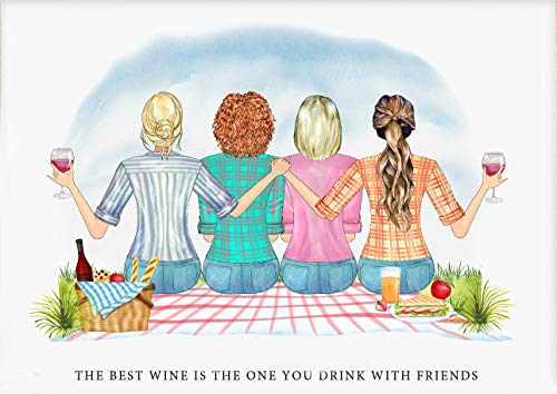 Eeypy Blechschild aus Metall mit Aufschrift "Best Friends Picnic The Best Wine is The One We Drink with Friends", personalisierbar von Eeypy
