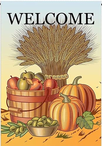 Eeypy Blechschild mit Aufschrift "Harvest Fruit Apple Pumpkin Autumn Flower" Kiwi-Hausschild Terrasse Rasen Outdoor Heimdekoration 20,3 x 30,5 cm Poster Blechschild Metallschild Metallschild von Eeypy