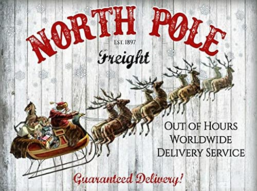 Eeypy Christmas North Pole Santa Fracht Delivery Service Wandkunst Retro Blechschild Metallplatte Wanddekoration 20,3 x 30,5 cm Eeypy Christmas North Pole Santa Fracht Delivery Service Wandkunst Retro Blechschild Metallplatte Wanddekoration 20,3 x 30,5 cm von Eeypy