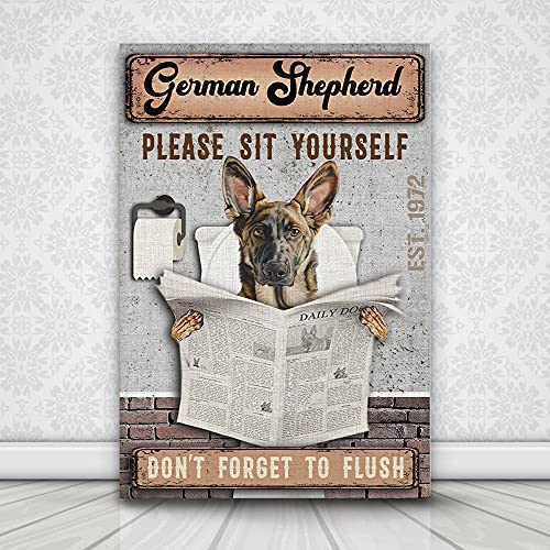 Eeypy Deutscher Schäferhund Badezimmer Company Don't Forget to Flush Geschenk für Hundeliebhaber Wanddekoration Retro Blechschild Metallplatte Eeypy Deutscher Schäferhund Badezimmer Company Don't Forget to Flush Geschenk für Hundeliebhaber Wanddekoration Retro Blechschild Metallplatte von Eeypy