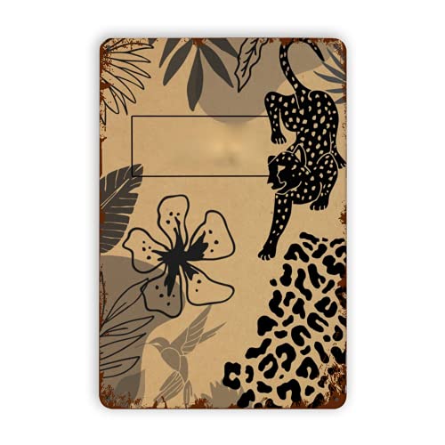 Eeypy Eco Wild Heart Dschungel Gepard Leopard Tropische Blume 20,3 x 30,5 cm Metall-Blechschild Metall-Blechschild Metall Aluminium Blechschild von Eeypy