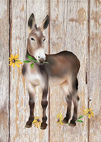 Eeypy Esel Wandkunst Esel mit schwarzäugigen Susans Esel und Blumen Retro Blechschild Metallplatte 20,3 x 30,5 cm von Eeypy