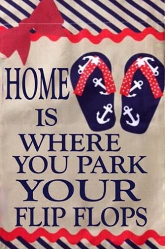 Eeypy Flip Flop Garden Park Your Flip Flops Summer Pool Hinterhof Rot & Blau Flip Flop Wanddekoration Metall Blechschild Poster Wandschild von Eeypy