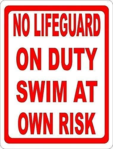 Eeypy Guqff Warnschild "No Lifeguard on Duty Swim at Own Risk", Wanddekoration, Metallschild von Eeypy