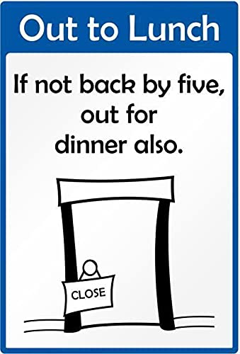 Eeypy Lustiges Warnschild "Out to Lunch for Office" Blechschilder für Küche, 20,3 x 30,5 cm von Eeypy