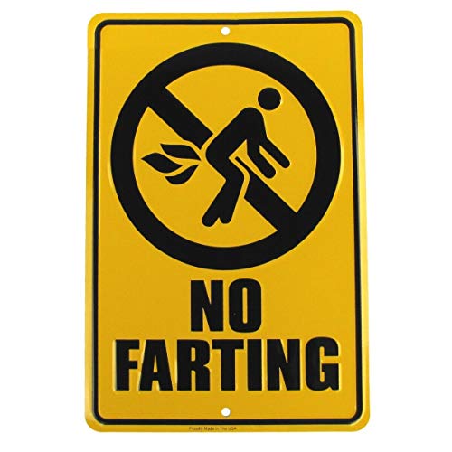 Eeypy Metall-Blechschild "No Farting", lustiges geprägtes Metallschild für den Innen- und Außenbereich, 20,3 x 30,5 cm von Eeypy