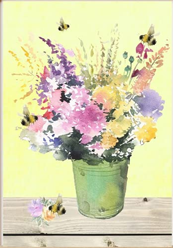Eeypy Metall Blechschild Wandaufkleber Biene Gemischte Blume Poster Garten Blume Eimer Blume Retro Blechschild Blechschild von Eeypy