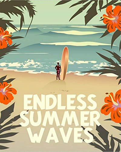 Eeypy Metall-Blechschild mit Aufschrift "Endless Summer Waves", Surfer, Surfen, Poster, Wandschild von Eeypy