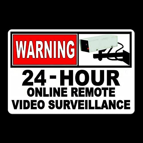 Eeypy Metall-Blechschilder mit Aufschrift "Warning 24 Hour Online Video Surveillance", 20,3 x 30,5 cm von Eeypy