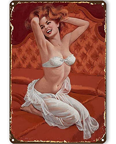 Eeypy Metallschild Pinup Blechschild Pinup Girl Bar Festzelt Schild Große Metalldose Pinup Dekorationen 40,6 x 30,5 cm von Eeypy