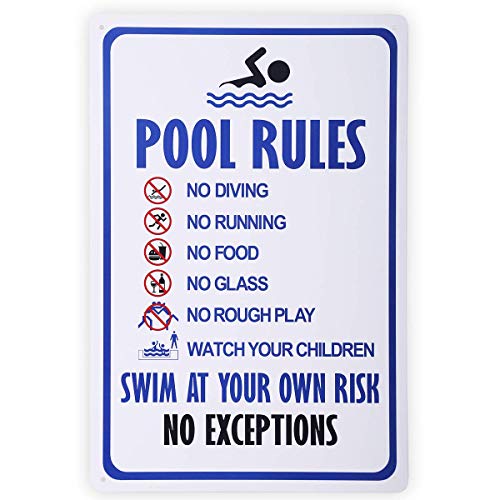 Eeypy Metallschild mit Aufschrift "Pool Rules Swim at Your Own Risk", Sicherheits-Blechschilder für Schwimmbad, Wasserpark, Eisen-Poster, 20,3 x 30,5 cm Eeypy Metallschild mit Aufschrift "Pool Rules Swim at Your Own Risk", Sicherheits-Blechschilder für Schwimmbad, Wasserpark, Eisen-Poster, 20,3 x 30,5 cm von Eeypy