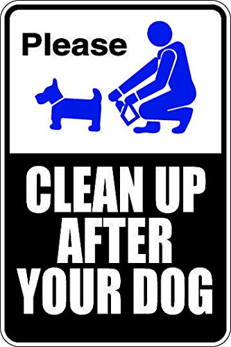 Eeypy Metallschild mit Aufschrift "Warning Please Clean Up After Your Dog", Blechschilder für Terrasse, 20,3 x 30,5 cm von Eeypy