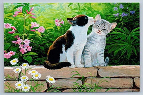 Eeypy Retro Blechschild Metallschild Zwei Katzen Kätzchen im Sommer Garten Blumen Freunde Zimmer Kunst Dekoration von Eeypy