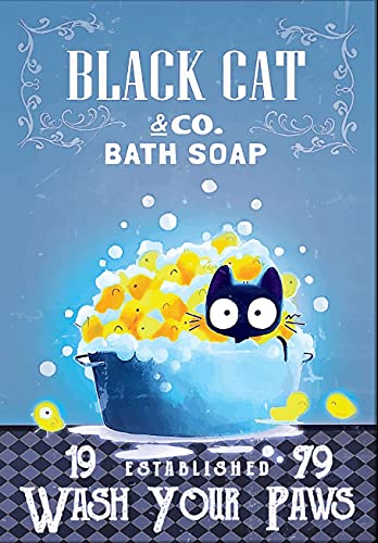 Eeypy Schwarze Katze Wash Your Paws Wandkunst Katzenliebhaber Geschenk Badezimmer Wanddekoration Retro Blechschild Metallplatte Eeypy Schwarze Katze Wash Your Paws Wandkunst Katzenliebhaber Geschenk Badezimmer Wanddekoration Retro Blechschild Metallplatte von Eeypy