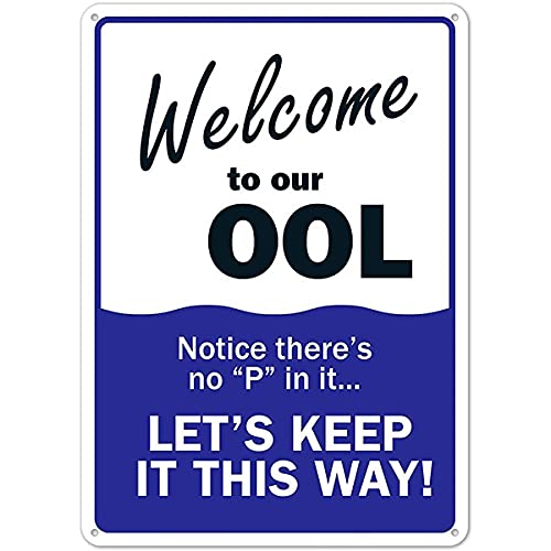 Eeypy Schwimmbad-Schild "Welcome to Our Pool", Retro-Metall-Blechschild, Poster, Warnung, Wand-Poster, 20,3 x 30,5 cm Eeypy Schwimmbad-Schild "Welcome to Our Pool", Retro-Metall-Blechschild, Poster, Warnung, Wand-Poster, 20,3 x 30,5 cm von Eeypy