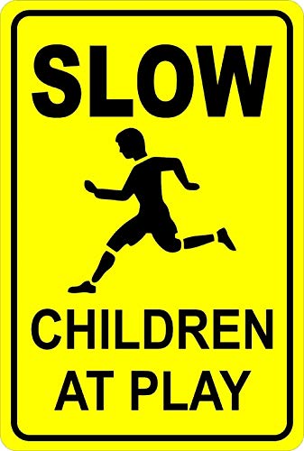 Eeypy Slow Children at Play Aluminiumschild für kommerzielle und geschäftliche Geschäfte, Metall-Blechschild, 20,3 x 30,5 cm von Eeypy