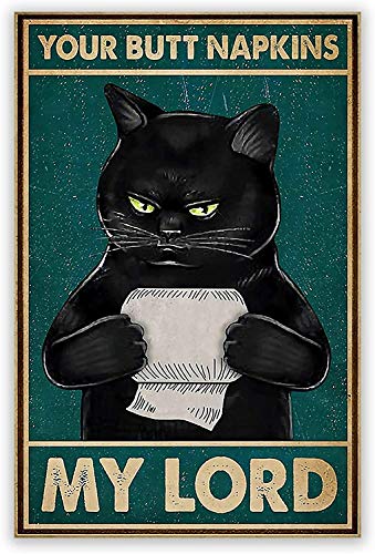 Eeypy Vintage Metall-Blechschild Restaurant Katze verziert mit Toilettenpapier Wandbild von Retro Cafe von Eeypy