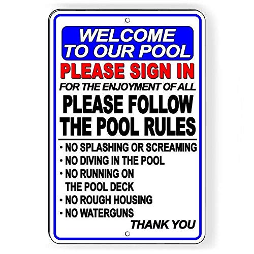 Eeypy Warnschild "Pool Rules" Schild in No Diving Splashing Running Metallschild Vorsicht Metall-Blechschilder Vintage 20,3 x 30,5 cm von Eeypy