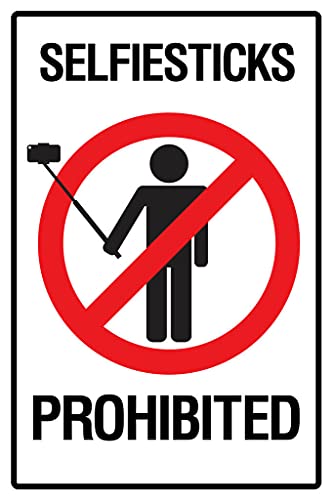 Eeypy Warnschild Selfiesticks Verbotene Selfies Selbstporträts Foto Social Network Blechschild für Veranda, 20,3 x 30,5 cm von Eeypy