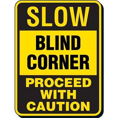 Eeypy Warnschild "Slow Blind Corner Proceed with Caution" Blechschilder für Küche, 20,3 x 30,5 cm von Eeypy