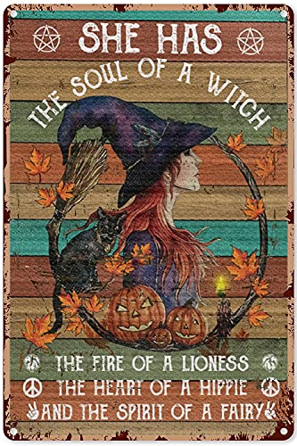 Eeypy Witch Signs and Plaques Witch She Has The Soul of A Witch Fall Witch Poster Metal Tin Sign 20,3 x 30,5 cm, 30,5 x 20,3 cm von Eeypy