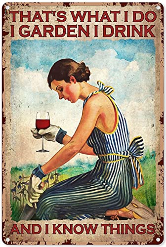 Retro-Blechschild "Animal That's What I Do I Garden I Drink and I Know Things", Metallschild, Dekor, Blechschild, Wandkunst, Metallposter, für Küche, Haus, Außenbereich, Outdoor, 30.5 x 20.3 cm von Eeypy