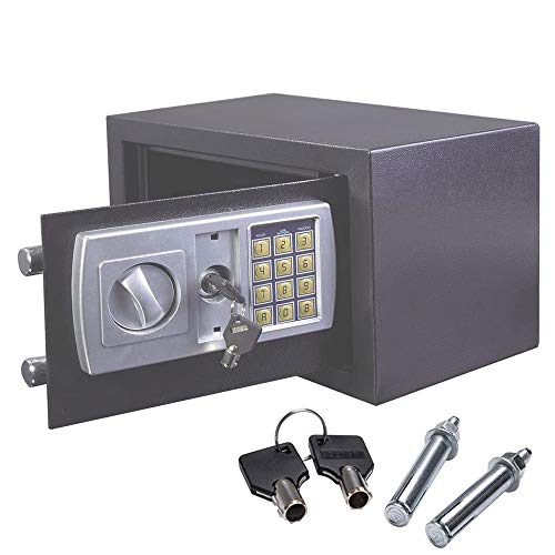 Elektronischer Tresor Safe, 31x20x20cm Elektronische Sicher mit Zahlenschloss Feuerfest M?beltresor Hotelsafes Wandtresor Dokumententresor Schranktresor Geldsafe Stahlbolzen, Grau von EFAN