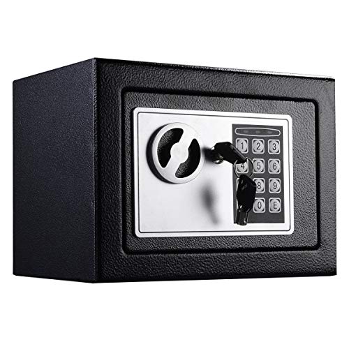 Tresor Klein Elektronischer Safe Schlüsseltresor Wandtresor Minitresor Stahlsafe Möbeltresor Wandsafe Schwarz Feuerfest Geldschrank Digital Safes 23 x 17 x 17 cm von EFAN