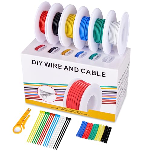 18 AWG Kabel Kupferdraht Silikonkabel, Verzinnter Kupferdraht, Silikon Elektrischer Draht Kit, 0.75m² Flexibler Silikondraht Litzendraht 6 Farben je 3 Meter Spule Electrical Wire Für DIY Modelle von Efanty