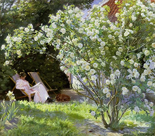 EfeMir Leinwand Wandkunst Wandmalereien Kunstwerk Bekannt Rosen oder die Frau des Künstlers im Garten von Peder Krøyer für Office Home Decor 60x90cm von EfeMir