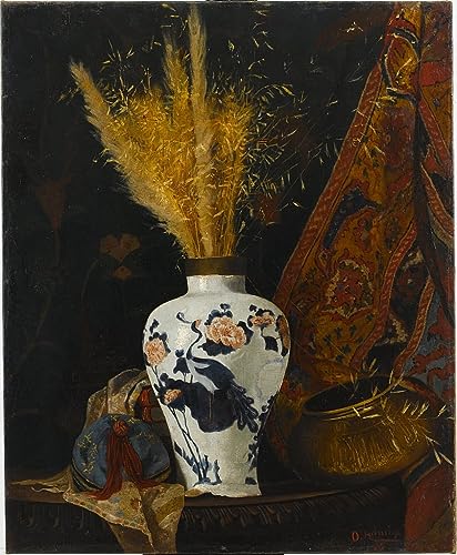 EfeMir Leinwanddrucke Malerei Drucken Ölgemälde Bekannt Blumen in einer weißen Vase von Osman Hamdi Bey für Wanddekoration 60x90cm von EfeMir