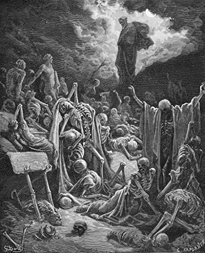 EfeMir Leinwanddrucke Malerei Drucken Ölgemälde Bekannt Die Vision Vom Tal Der Trockenen Knochen Hesekiel Illustration Von Gustave Dore für Wanddekoration 60x90cm von EfeMir