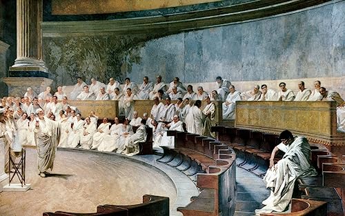EfeMir Ölgemälde auf Leinwand Retro Wandkunstdruck Berühmte Gemälde Cicero entlarvt Catilina im November v. Chr. von Ceaare Maccari für Heimtextilien 60x90cm von EfeMir