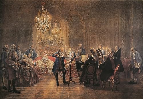 EfeMir Ölgemälde auf Leinwand Retro Wandkunstdruck Berühmte Gemälde Flötenkonzert mit Friedrich dem Großen in Sanssouci von Adolph Friedrich Erdmann von Menzel für Heimtextilien 60x90cm von EfeMir