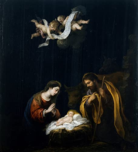 EfeMir Ölgemälde auf Leinwand Retro Wandkunstdruck Berühmte Gemälde die Geburt Christi von Bartolomé Esteban Murillo für Heimtextilien 60x90cm von EfeMir